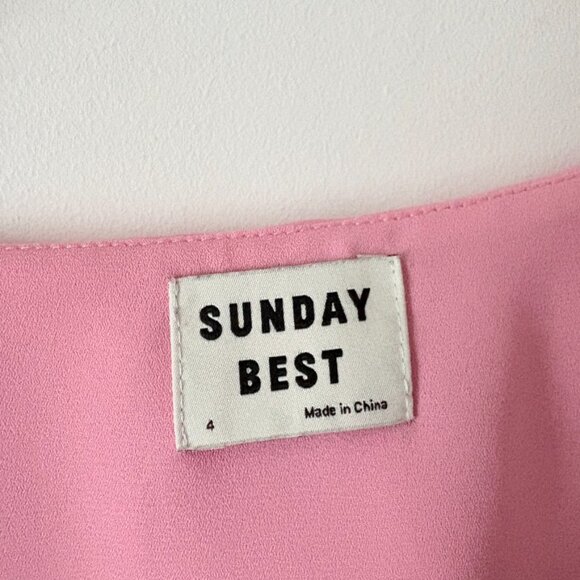 Aritzia Sunday Best Ruffle Savoy Wrap Dress Pink Size 4 - Picture 6 of 7